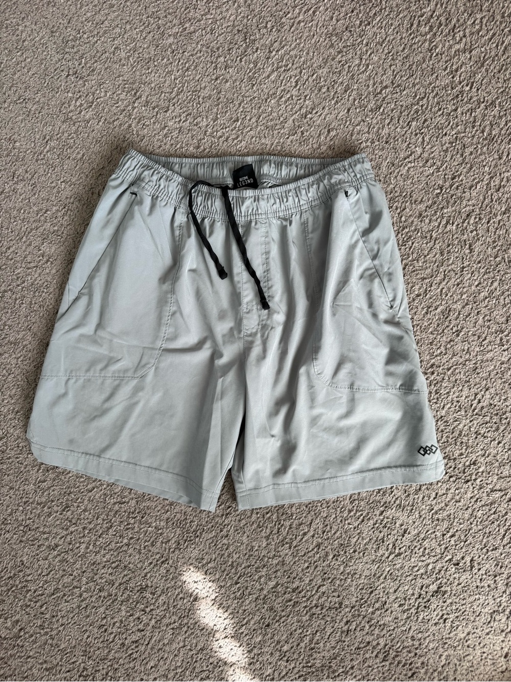 Light Gray Men's Swim Hybrids with Elastic Waist and Drawcord